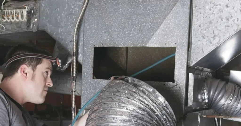 Dust buildup inside residential HVAC ductwork in Greenbrier Atlanta GA