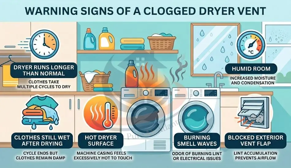 Dryer Vent Fire Risk Atlanta GA | Pure Air Atlanta 1 Warning signs of a clogged dryer vent in an Atlanta home Dryer Vent Fire Risk Atlanta