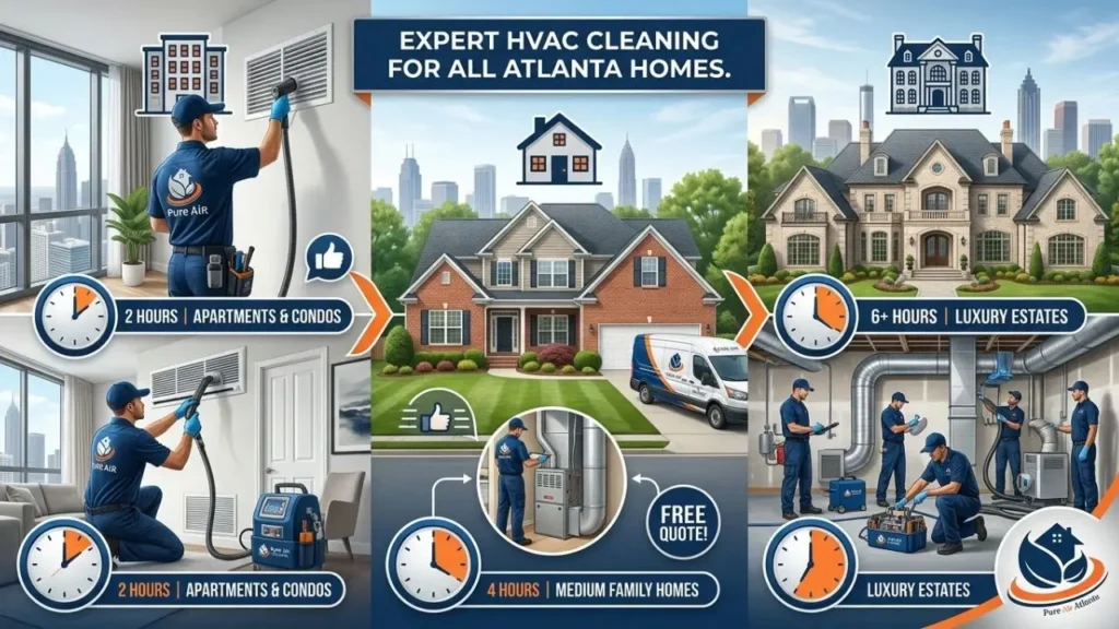 How Long Does Air Duct Cleaning Take | Pure Air Atlanta 1 How Long Does Air Duct Cleaning Take in Atlanta