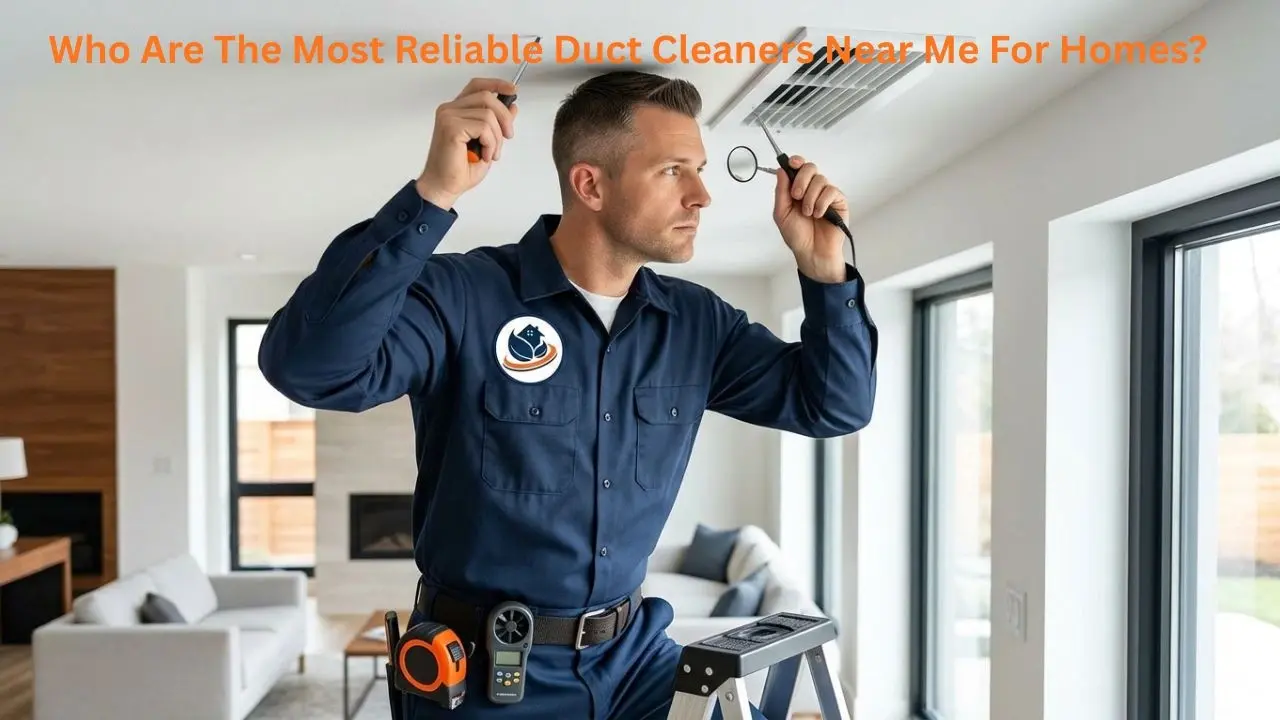 Most reliable duct cleaners near me for homes — Pure Air Atlanta NADCA-certified technician inspecting residential air duct in Atlanta GA