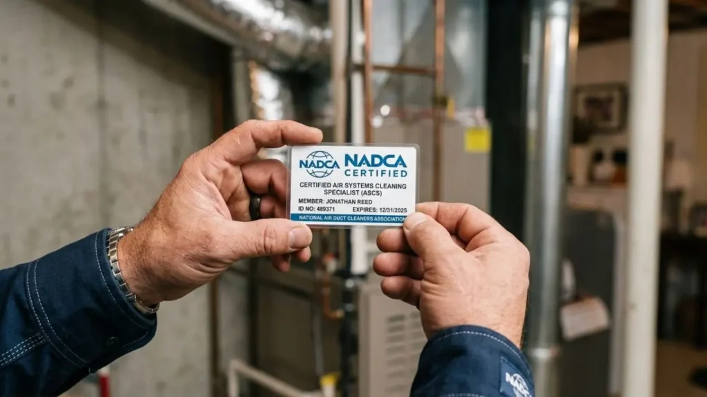 Who Are The Most Reliable Duct Cleaners Near Me For Homes? 3 NADCA-certified air duct cleaning technician from Pure Air Atlanta — most reliable duct cleaners near me for homes in Metro Atlanta