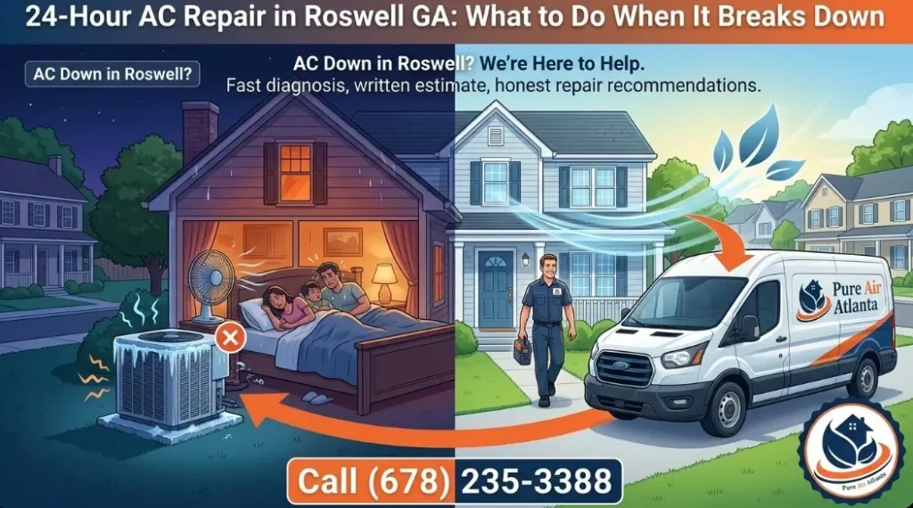 24 hour AC repair Roswell GA (678) 235-3388