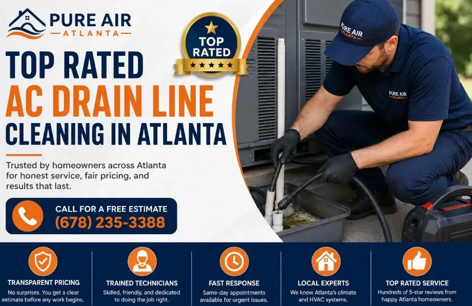 Top Rated AC Drain Line Cleaning Atlanta | Pure Air Atlanta 1 Top rated ac drain line cleaning Atlanta GA - trusted