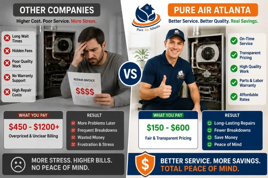 Call 678-235-3388 for 2026 pricing, common repairs and CO-safety warning signs. Free written quotes.