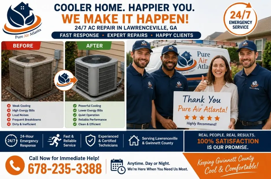 24 Hour AC Repair Lawrenceville GA | Emergency Service 2 Call 678-235-3388 now. Fast emergency response, common repairs and heat-safety info for Gwinnett County.