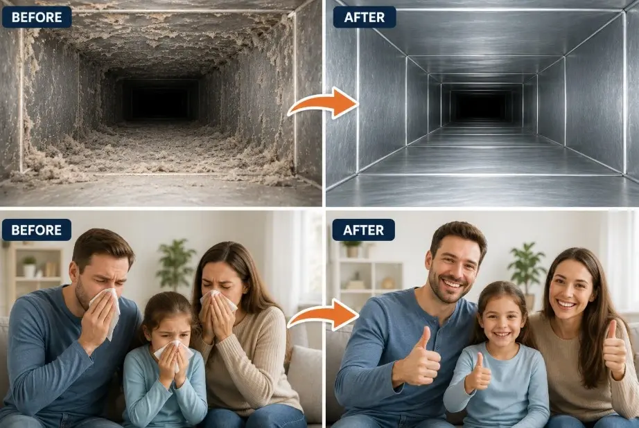 Air Duct Cleaning for Allergy And Asthma Lawrenceville GA Guide 2026 3 Call 678-235-3388 to see how dust, pollen & dander build up in ductwork.