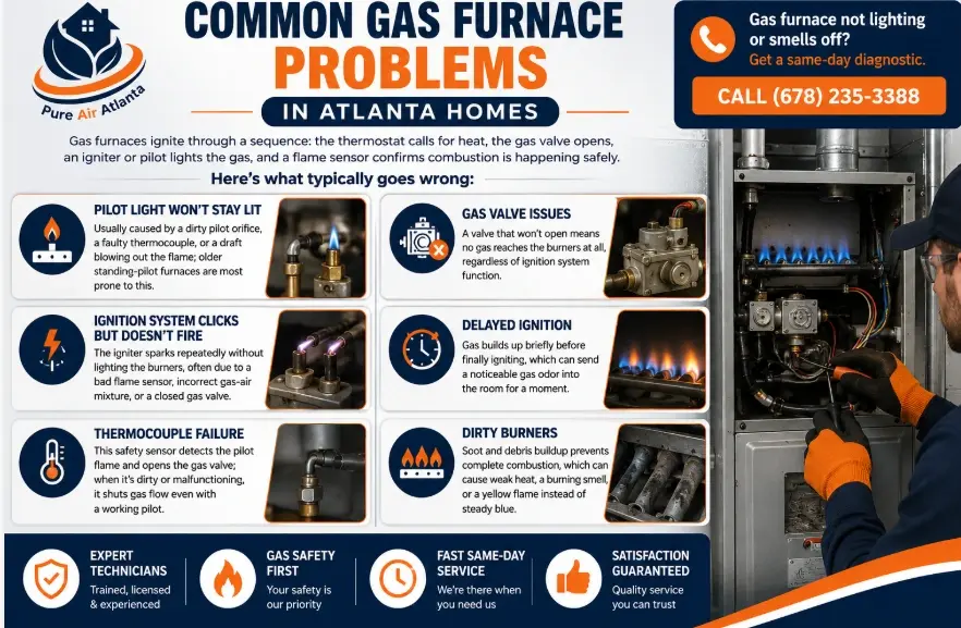 Common Gas Furnace Problems in Atlanta Homes