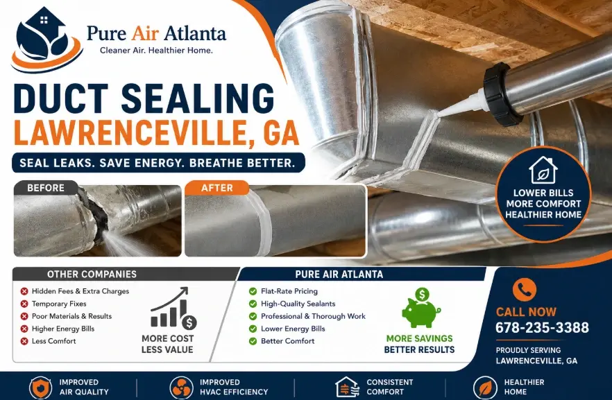 Duct Sealing Lawrenceville GA: Signs, Cost & Savings 1 Duct Sealing Lawrenceville GA 1
