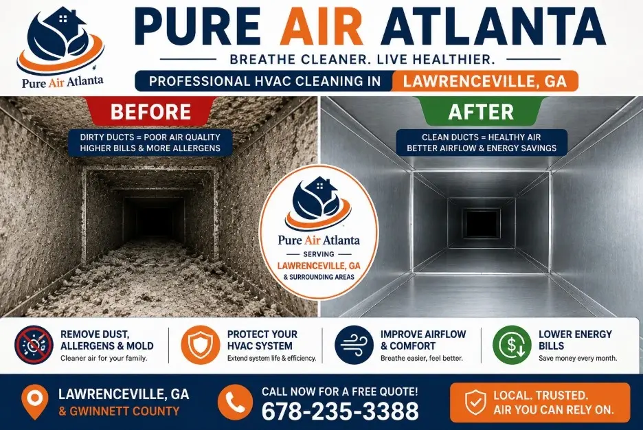 HVAC Cleaning Cost Lawrenceville GA (2026 Breakdown) 2 HVAC cleaning cost Lawrenceville GA, call 678-235-3388 for duct cleaning. Free quotes.