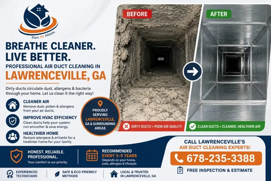 How often clean air ducts Lawrenceville GA, to find then call 678-235-3388.
