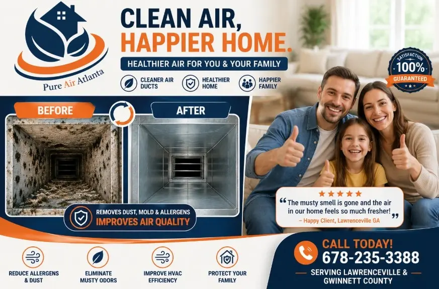 Musty Smell AC Vents Lawrenceville GA (2026) 2 Musty smell AC vents Lawrenceville, GA — call 678-235-3388.