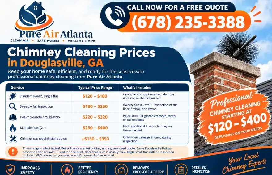 Average Chimney Cleaning Prices in Douglasville, GA
