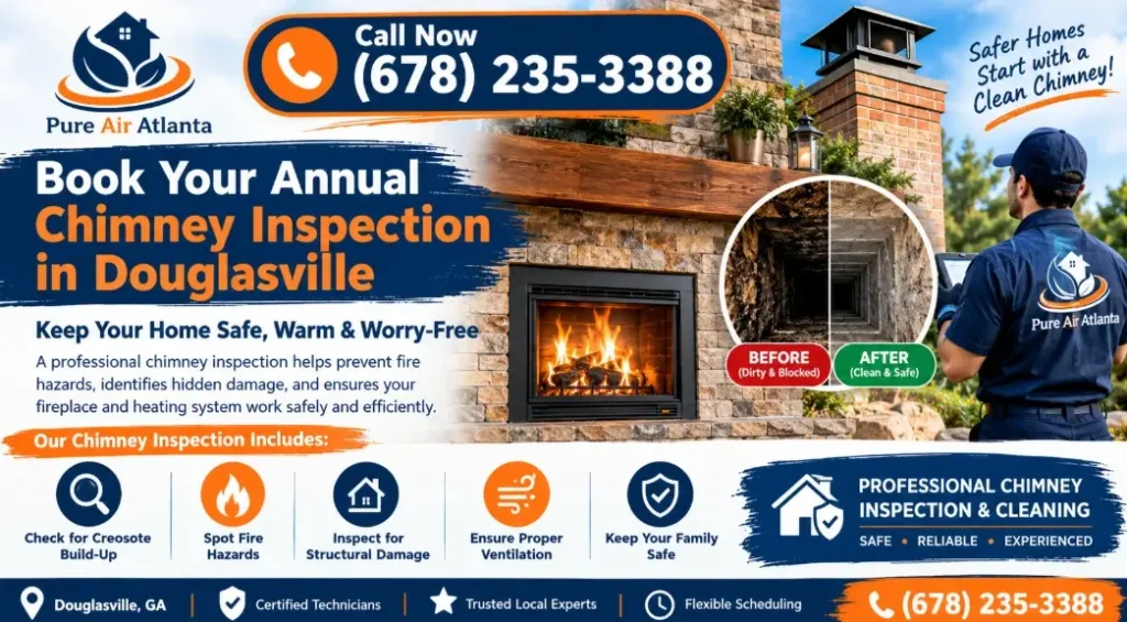 Book Your Annual Chimney Inspection in Douglasville With Pure Air Atlanta
