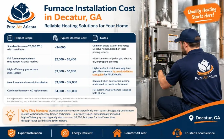Furnace Installation Cost in Decatur, GA