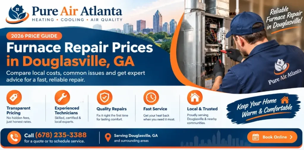 Furnace Repair Cost Douglasville GA: 2026 Price Guide 2 Furnace Repair in Douglasville With Pure Air Atlanta