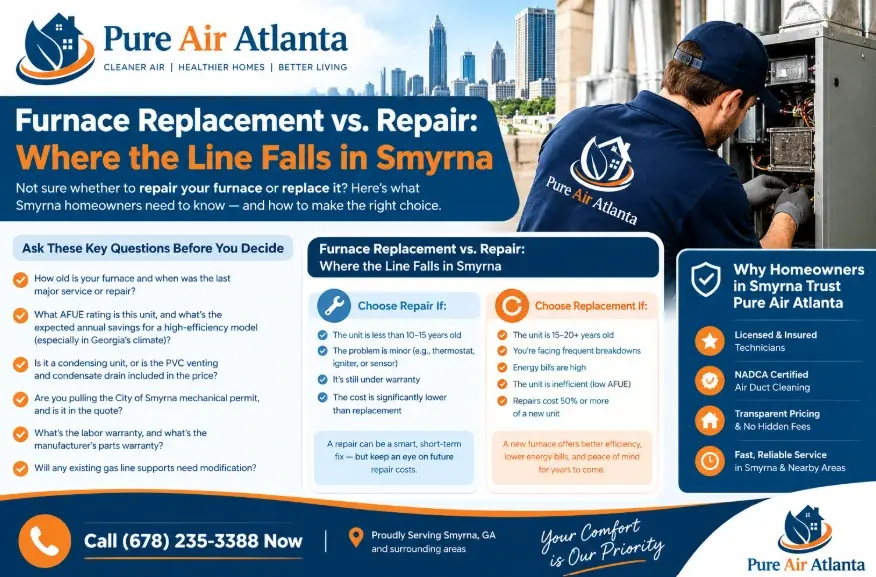 Furnace Replacement vs. Repair Where the Line Falls in Smyrna GA
