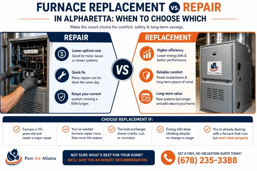 Furnace Replacement vs. Repair in Alpharetta: When to Choose Which