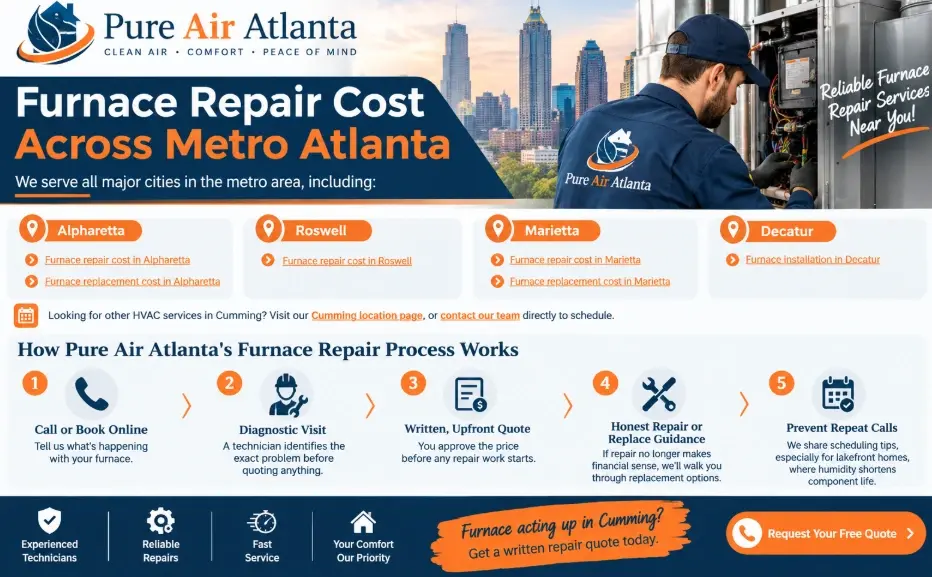 Furnace Repair Cost Cumming GA | 2026 Price Guide 1 Pure Air Atlanta's Furnace Repair Process Works