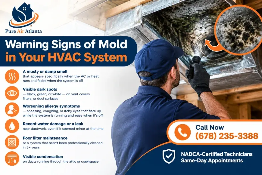 Mold in Air Ducts Alpharetta GA | Signs, Risks & Cost 2026 2 Warning Signs of Mold in Your HVAC System