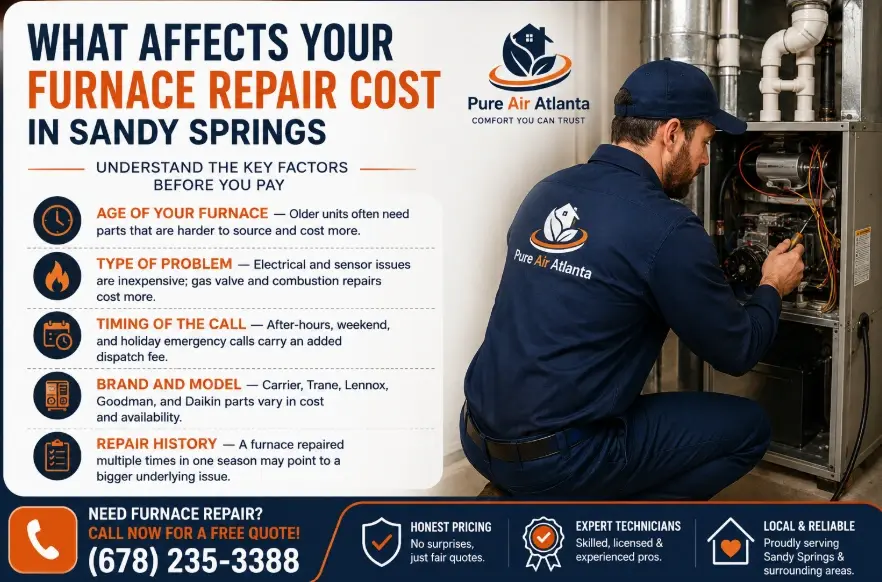Furnace Repair Sandy Springs GA | Cost & Signs 2 What Affects Your Furnace Repair Cost in Sandy Springs