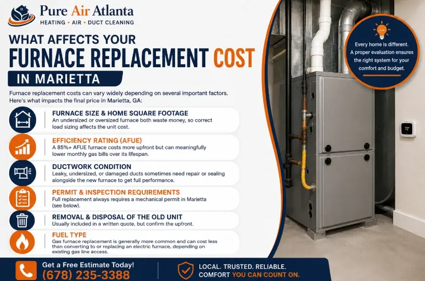 Furnace Replacement Cost Marietta GA | 2026 Price Guide 2 What Affects Your Furnace Replacement Cost in Marietta