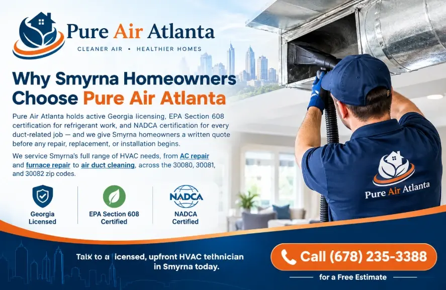 Why Smyrna Homeowners Choose Pure Air Atlanta for HVAC company