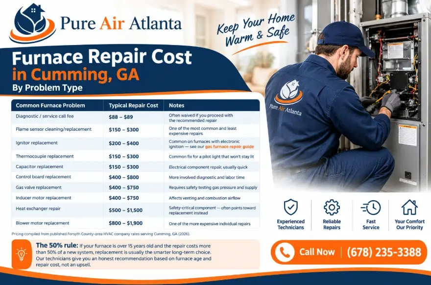furnace repair cost cumming ga