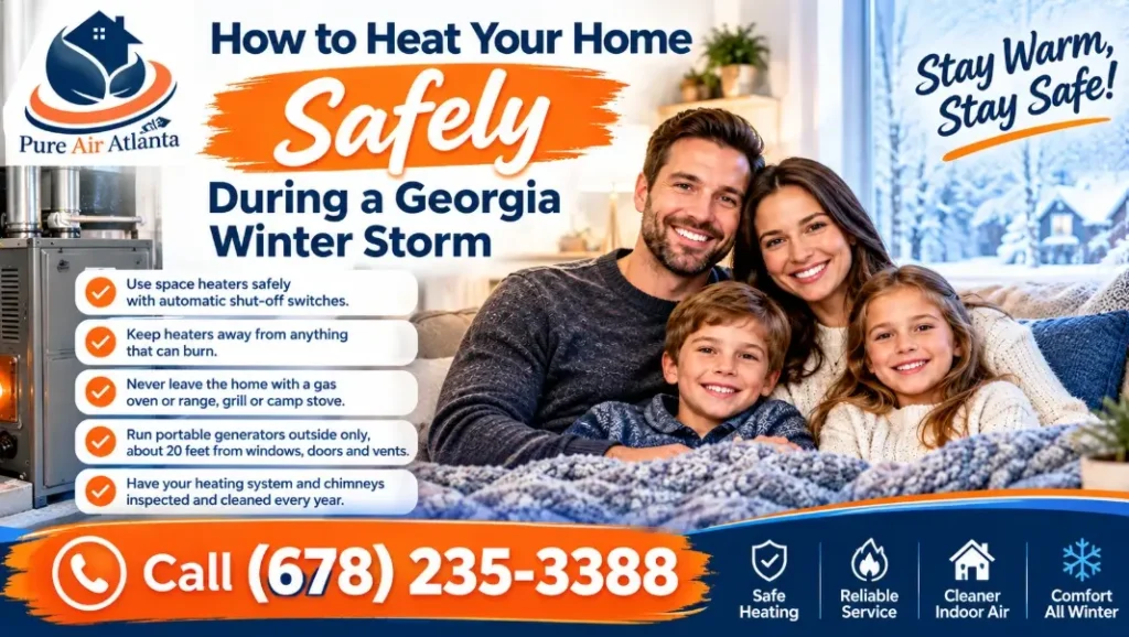 Heat Your Home Safely During a Georgia Winter Storm With Pure Air Atlanta
