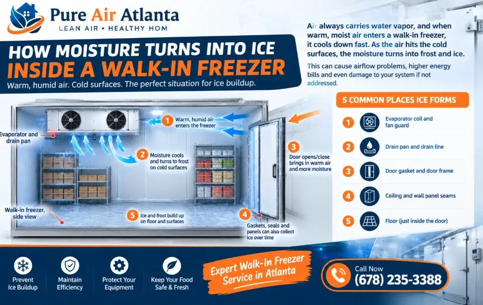 Walk In Freezer Ice Buildup Atlanta: Causes and Fixes 2 How Moisture Turns Into Ice Inside a Walk-In Freezer