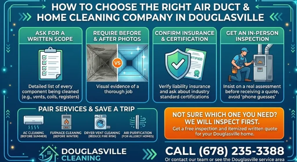 Air Duct Cleaning vs HVAC Cleaning Douglasville, GA 1 How to Choose a Douglasville Cleaning Company 1