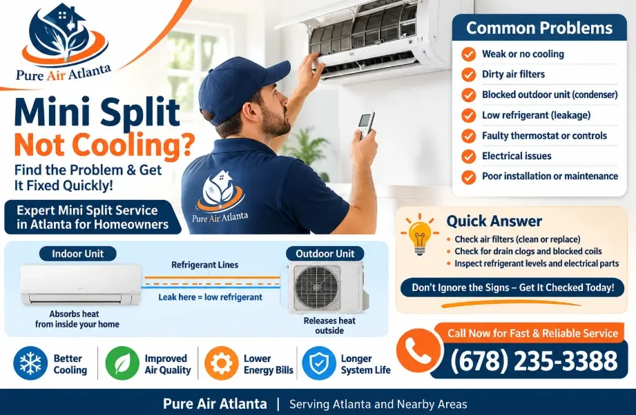 Mini Split Not Cooling in an Atlanta Summer? 8 Causes and What a Tech Checks 1 Mini Split Not Cooling Atlanta
