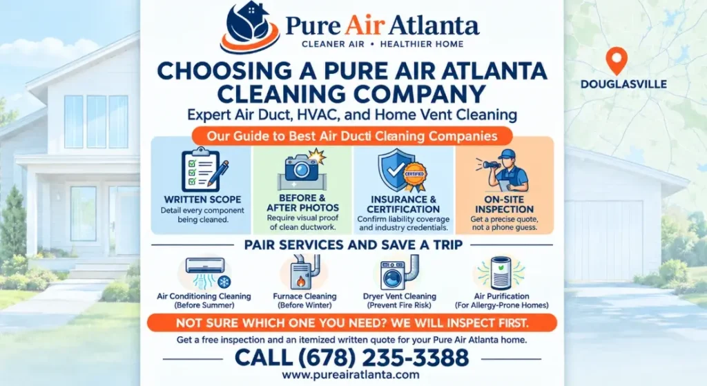 Air Duct Cleaning vs HVAC Cleaning Douglasville, GA 3 Not sure if you need air duct cleaning or full HVAC cleaning in Douglasville? Compare scope, cost, and signs, then book a free inspection today.