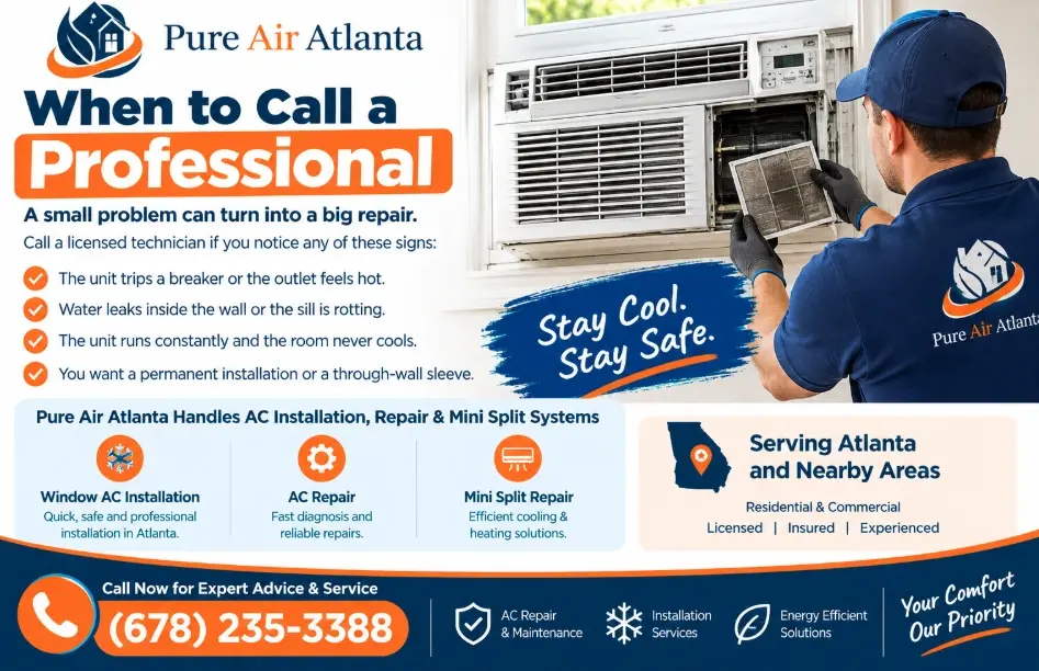 Window Air Conditioner Rules for Atlanta Apartments, Condos and HOAs 3 Pure Air Atlanta handles window AC installation in Atlanta, along with AC repair and mini split repair.
