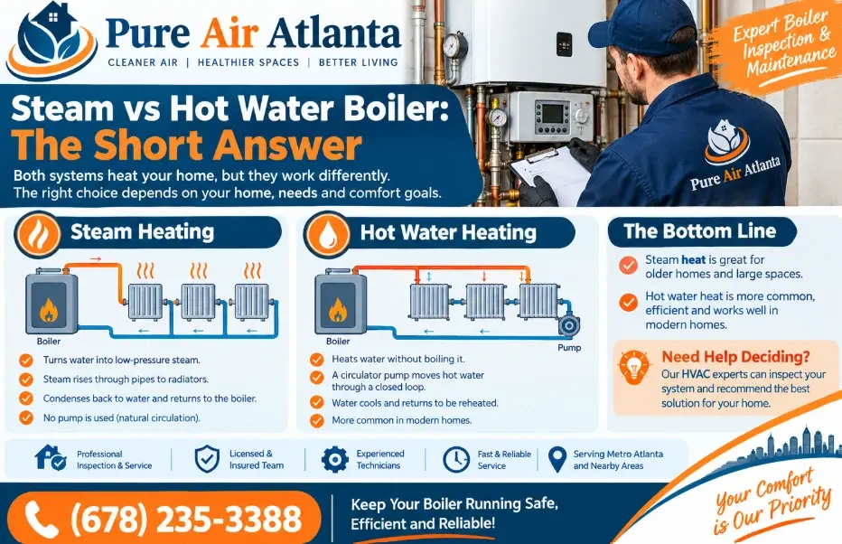 Steam vs hot water boiler Atlanta
