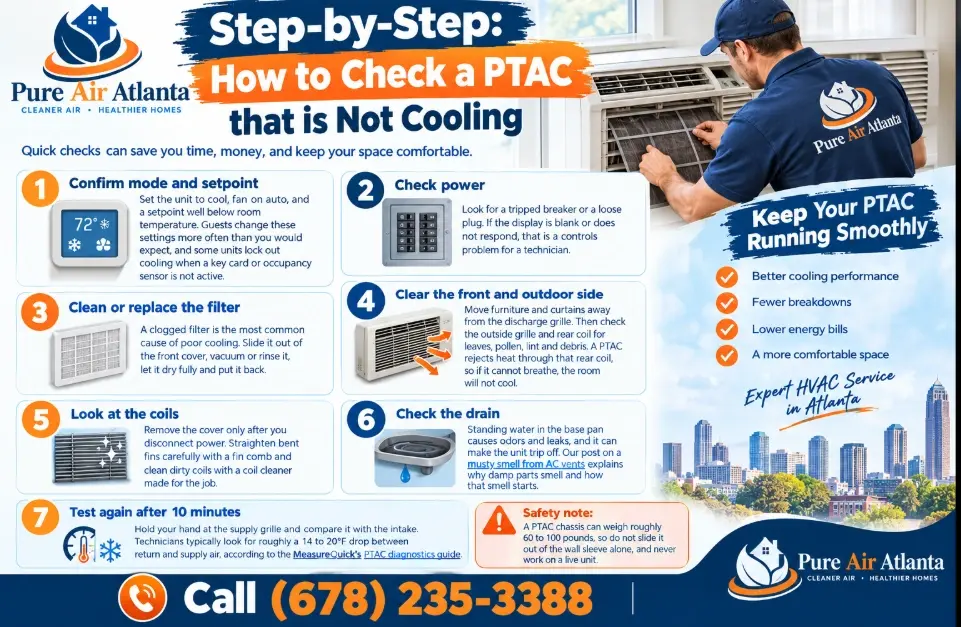PTAC Not Cooling, Not Heating or Leaking Water: Property Manager's Troubleshooting Guide 2 Step-by-step: how to check a PTAC that is not cooling