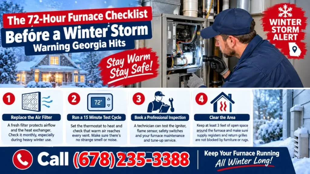 The 72-Hour Furnace Checklist Before a Winter Storm Warning Georgia Hits
