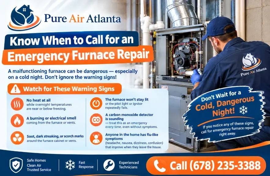 Emergency Furnace Repair Smyrna GA: Warning Signs & What We Do 1 Warning Signs You Need Emergency Furnace Repair in Smyrna