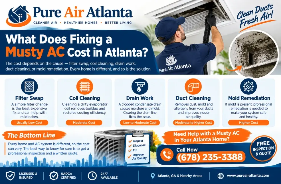 Musty Smell AC Vents Alpharetta: Causes & Fixes | Pure Air 2 When to Call a Professional Pure Air Atlanta