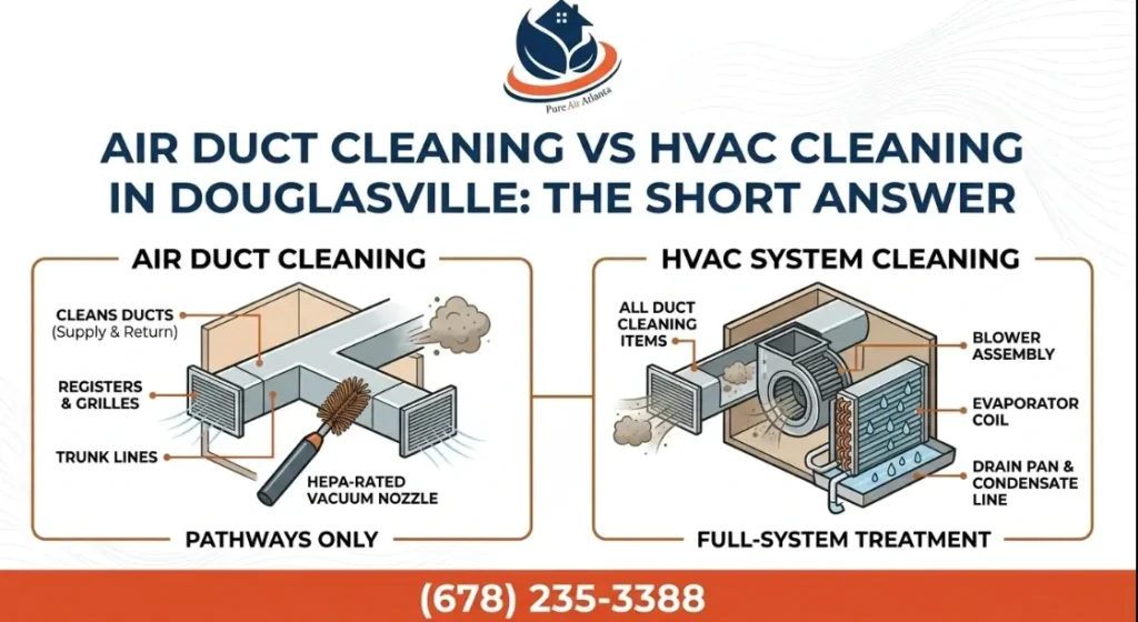 Air Duct Cleaning vs HVAC Cleaning Douglasville, GA 2 Which Service Does Your Douglasville Home Need?
